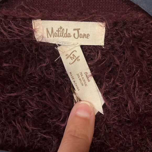 NWT Matilda Jane Friends Forever Meagan Cardigan Purple Fuzzy Open Front Medium - Picture 5 of 7